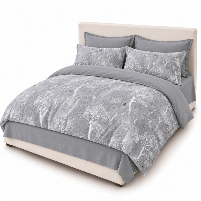 Set Lenjerie de Pat Finet 6 Piese, Bumbac Finet, Fara Elastic LP-FNFE-107