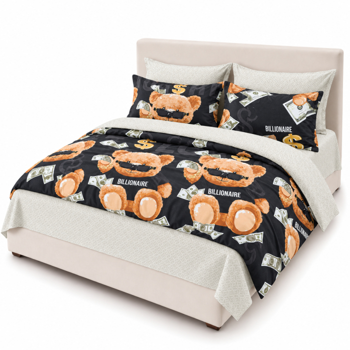Set Lenjerie de Pat Finet 6 Piese, Bumbac Finet, Fara Elastic LP-FNFE-108