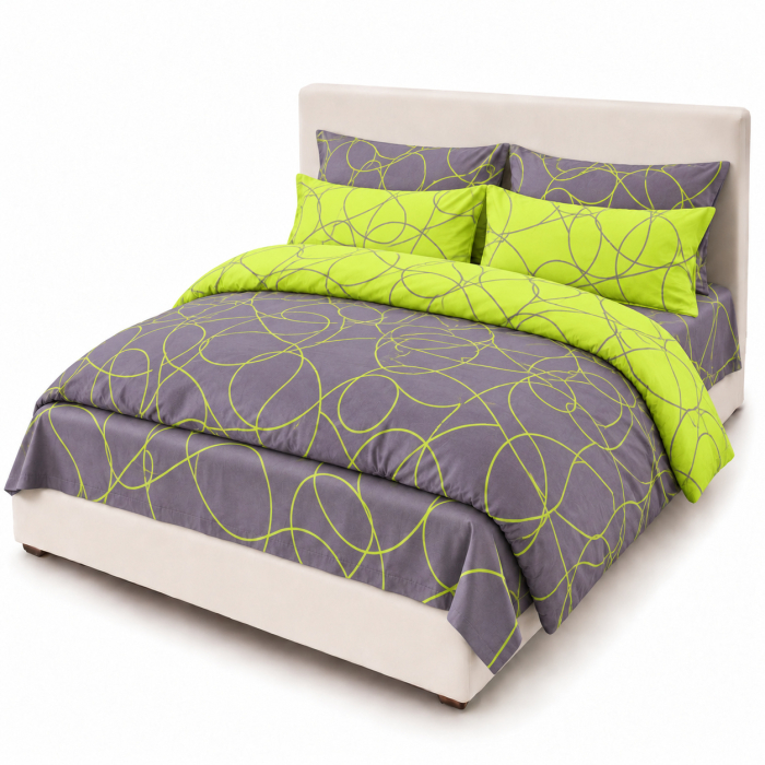 Set Lenjerie de Pat Finet 6 Piese, Bumbac Finet, Fara Elastic LP-FNFE-113