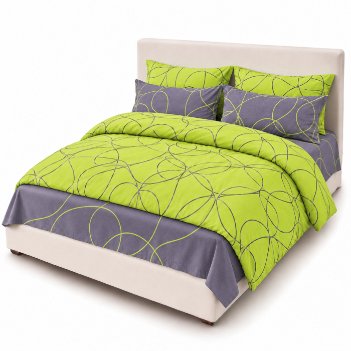 Set Lenjerie de Pat Finet 6 Piese, Bumbac Finet, Fara Elastic LP-FNFE-118