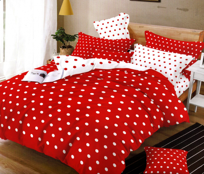 Set Pilota Microfibra Cu 2 Fete, Red white dots