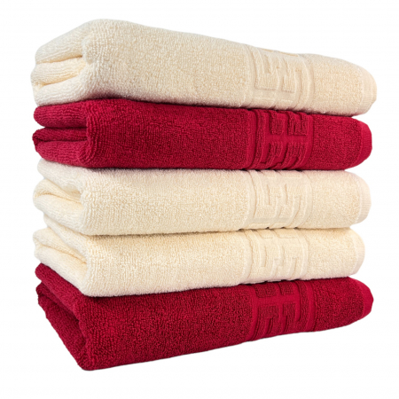 PROSOAPE BUMBAC 100% - Set 5 Prosoape Baie, Bumbac 100% Rosu,Bej