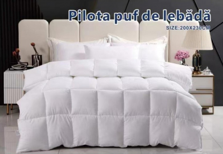 PERNE SI PILOTE - Pilota din puf de lebada, 200x230 cm, alb