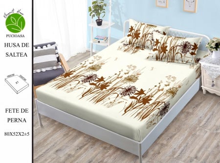 OFERTE SPECIALE - Husa de pat cu elastic 180x200 din Bumbac Finet + 2 Fete de Perna - Papadii