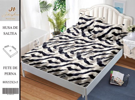 OFERTA TRIO Huse de pat cu elastic la doar 159 RON - Husa de pat cu elastic 180x200 din Bumbac Finet + 2 Fete de Perna - Print
