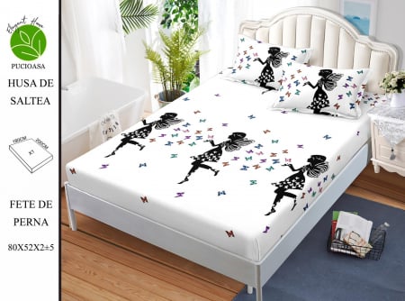 OFERTE SPECIALE - Husa de pat cu elastic 180x200 din Bumbac Finet + 2 Fete de Perna - Zana