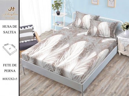 OFERTE SPECIALE - Husa de pat cu elastic 180x200 din Bumbac Finet + 2 Fete de Perna - Pene