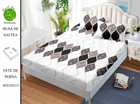 OFERTE SPECIALE - Husa de pat cu elastic 180x200 din Bumbac Finet + 2 Fete de Perna - Modern