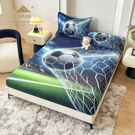 HUSE DE PAT CU ELASTIC - Husă de Pat cu Elastic 5D din Bumbac Finet + 2 Fețe de Pernă – 180×200 cm – LPHBFCE106