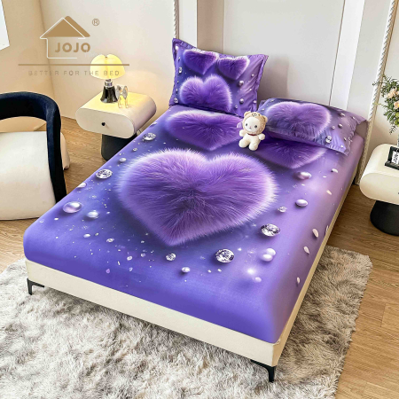 HUSE DE PAT CU ELASTIC - Husă de Pat cu Elastic 5D din Bumbac Finet + 2 Fețe de Pernă – 180×200 cm – LPHBFCE110