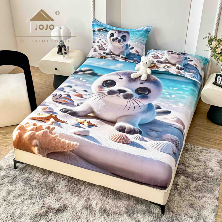 HUSE DE PAT CU ELASTIC - Husă de Pat cu Elastic 5D din Bumbac Finet + 2 Fețe de Pernă – 180×200 cm – LPHBFCE79
