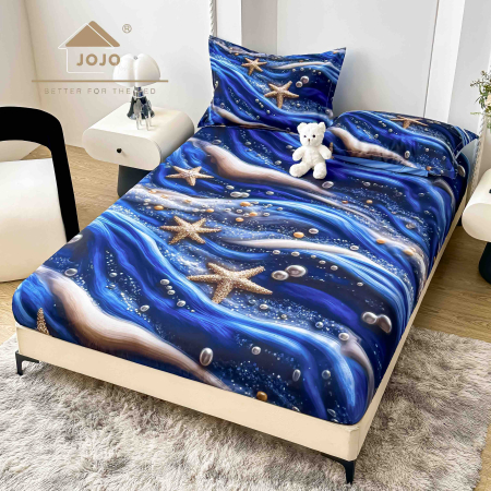 HUSE DE PAT CU ELASTIC - Husă de Pat cu Elastic 5D din Bumbac Finet + 2 Fețe de Pernă – 180×200 cm – LPHBFCE88