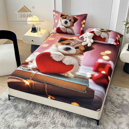 HUSE DE PAT CU ELASTIC - Husă de Pat cu Elastic 5D din Bumbac Finet + 2 Fețe de Pernă – 180×200 cm – LPHBFCE89
