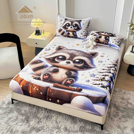 HUSE DE PAT CU ELASTIC - Husă de Pat cu Elastic 5D din Bumbac Finet + 2 Fețe de Pernă – 180×200 cm – LPHBFCE90