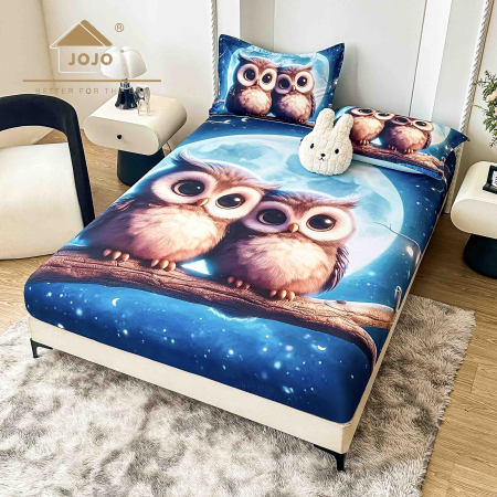 HUSE DE PAT CU ELASTIC - Husă de Pat cu Elastic 5D din Bumbac Finet + 2 Fețe de Pernă – 180×200 cm – LPHBFCE95