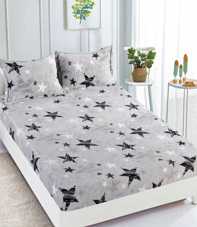 HUSE DE PAT - Husa de pat cu elastic cocolino + 2 Fete de Perna - Black Star