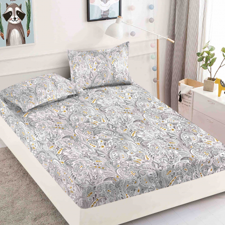 OFERTE SPECIALE - Husa de pat cu elastic din Bumbac Finet + 2 Fete de Perna - Tropical