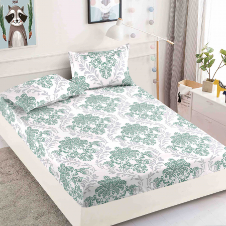 OFERTE SPECIALE - Husa de pat cu elastic din Bumbac Finet + 2 Fete de Perna - Turcoaz Royal