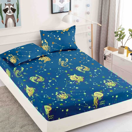 OFERTE SPECIALE - Husa de pat cu elastic din Bumbac Finet + 2 Fete de Perna - Zodii