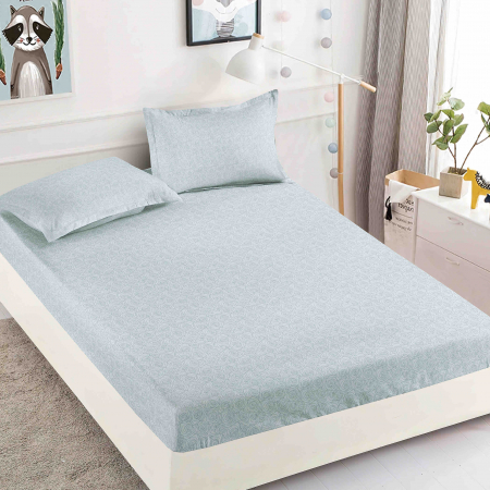 OFERTE SPECIALE - Husa de pat cu elastic din Bumbac Finet + 2 Fete de Perna - Bleu