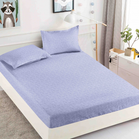 OFERTE SPECIALE - Husa de pat cu elastic din Bumbac Finet + 2 Fete de Perna - Lila