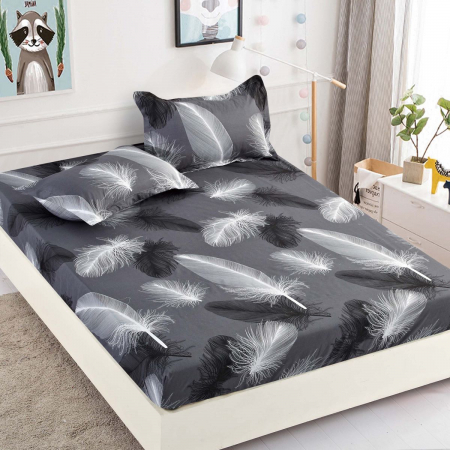 Huse De Pat - 1 Persoana - Husa Din Bumbac Tip Finet Cu Elastic 1 Persoana, Pene