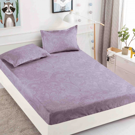 Huse De Pat - 1 Persoana - Husa Din Bumbac Tip Finet Cu Elastic 1 Persoana, Mov