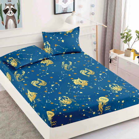 Huse De Pat - 1 Persoana - Husa Din Bumbac Tip Finet Cu Elastic 1 Persoana, Zodii