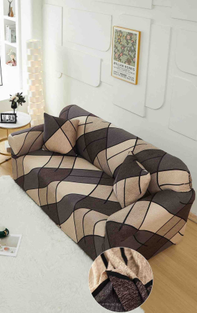 HUSE CANAPEA 2 LOCURI - Husă Elastică pentru Canapea 2 Locuri – Mocha Geometry