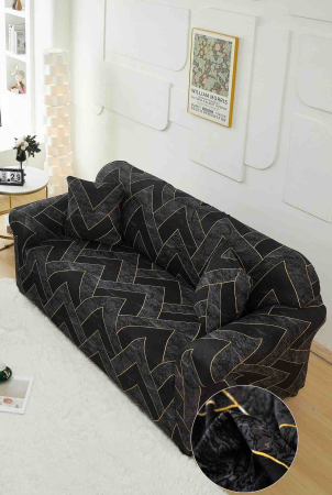 HUSE CANAPEA 2 LOCURI - Husă Elastică pentru Canapea 2 Locuri – Black Gold Zigzag