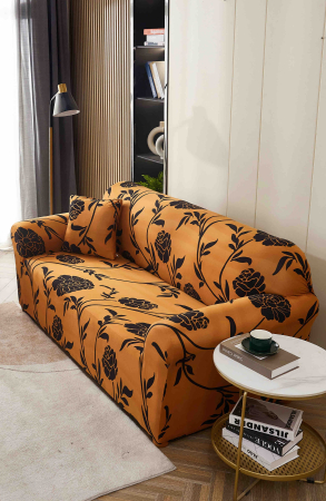 HUSE CANAPEA 2 LOCURI - Husă Elastică pentru Canapea 2 Locuri – Golden Bloom
