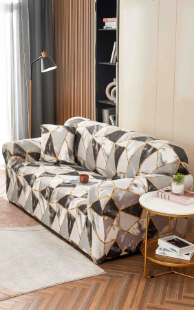 HUSE CANAPELE 3 LOCURI - Husă Elastică pentru Canapea 3 Locuri – Marble Gold