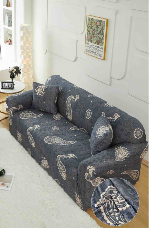 HUSE CANAPELE 3 LOCURI - Husă Elastică pentru Canapea 3 Locuri – Midnight Paisley Gri