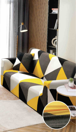 HUSE CANAPELE 3 LOCURI - Husă Elastică pentru Canapea 3 Locuri – Golden Geometry