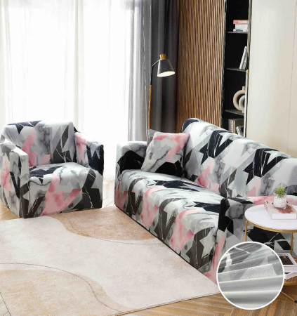Huse Canapele & Fotolii - Husa Elastica Pentru Fotoliu/ Canapea/ Coltar - Marble Roz