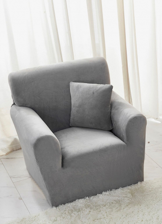 Husa Elastica Pentru Fotoliu/ Canapea/ Coltar Uni Catifea - Gri Deschis [0]