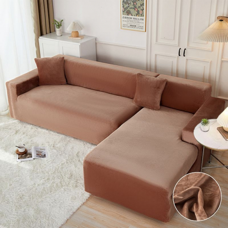 Husa Elastica Pentru Fotoliu/ Canapea/ Coltar Uni Catifea - Maro [0]