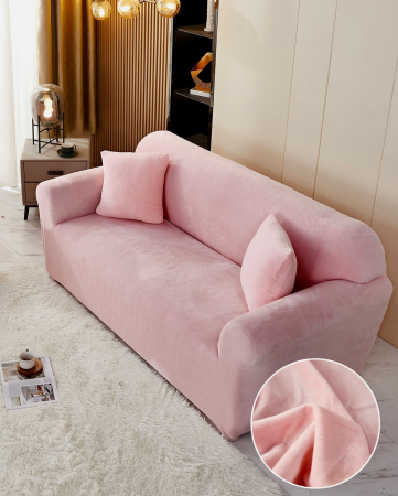 Husa Elastica Pentru Fotoliu/ Canapea/ Coltar Uni Catifea - Roz Pudra [0]