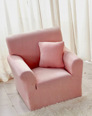 Husa Elastica Pentru Fotoliu/ Canapea/ Coltar Uni Catifea - Roz Pudra [0]