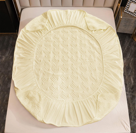 Husã matlasatã tip topper din catifea, 180x200cm + 2 fete de perna 50x70cm - Crem [3]