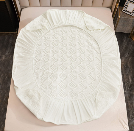 Husã matlasatã tip topper din catifea, 180x200cm + 2 fete de perna 50x70cm - Alb [3]