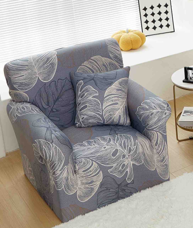HUSE CANAPELE, SCAUNE & FOTOLII - Huse Elastice pentru Fotoliu, Canapea și Colțar – Silver Monstera Blue