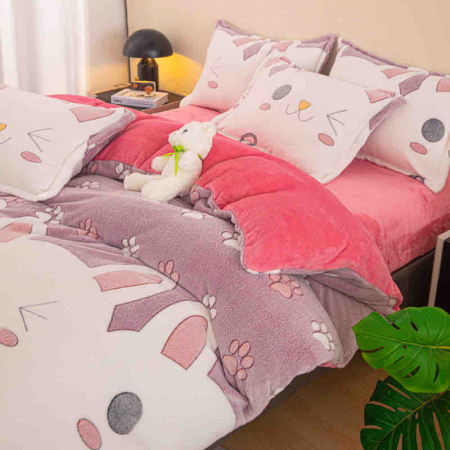 Lenjerie Cocolino Pat Dublu, 4 piese, cu ELASTIC - Rabbit [1]