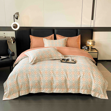 Bumbac Tip Finet Premium - Lenjerie De Lux In Cutie Cadou, Bumbac Finet, 6 Piese - Portocaliu
