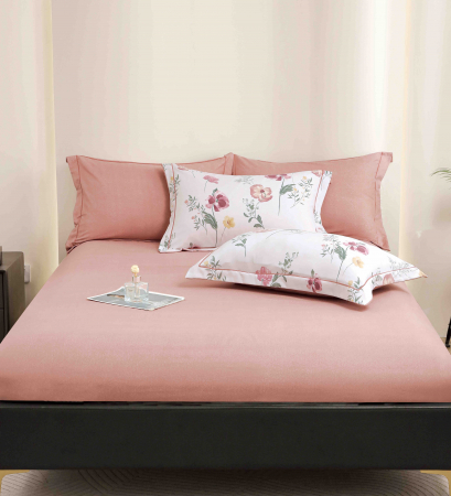 Lenjerie De Lux In Cutie Cadou, Bumbac Finet, 6 Piese - Roz Cu Flori [4]