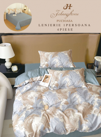 OFERTE SPECIALE - Lenjerie De Pat 1 Persoana, 4 Piese, Bumbac Finet - Nuante de Albastru