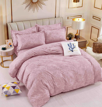OFERTE SPECIALE - Lenjerie De Pat 1 Persoana - Roz Cu Model
