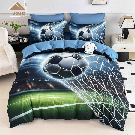 Lenjerii Finet 5D - Lenjerie de Pat Bumbac Finet 5D 6 Piese cu Elastic 180x200 – Goal Master