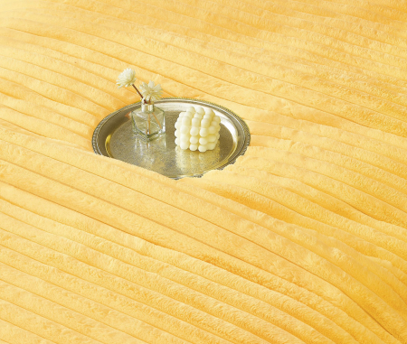 Lenjerie de pat cu Pilota Inclusa , Cearceaf cu Elastic, 6 Piese, Blană de Iepure Artificială - Galben [2]