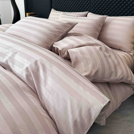 Lenjerie de Pat Damasc Deluxe Luxury, 100% Bumbac Premium, 6 Piese, Cearceaf cu Elastic 180x200 cm, Husă Pilotă 200x230 cm, Confort Hotelier 5★ [2]